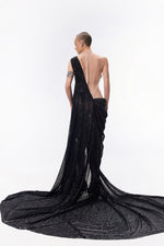 OBSIDIAN DRAPED COWL GOWN