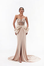NUDE CRYSTAL BOW GOWN